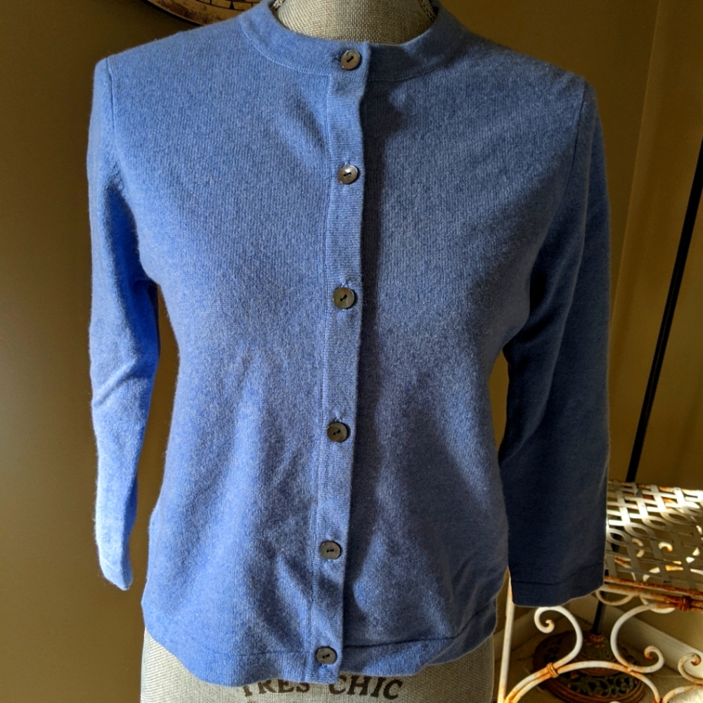 Geneva Cashmere blue cardigan Sm